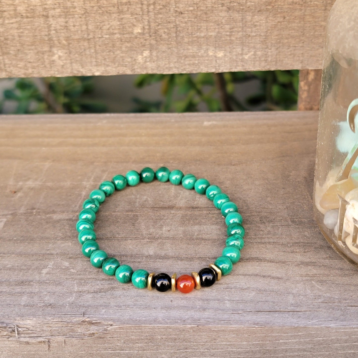 Malachite Bracelet, Black Agate Bracelet, Carnelian Bracelet, Positive Bracelet, Emotional Balance Bracelet, Strength Bracelet