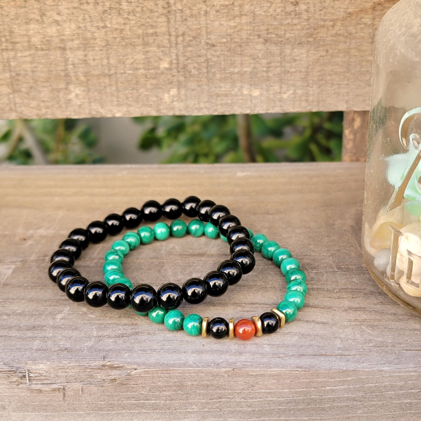 Malachite Bracelet, Black Agate Bracelet, Carnelian Bracelet, Positive Bracelet, Emotional Balance Bracelet, Strength Bracelet