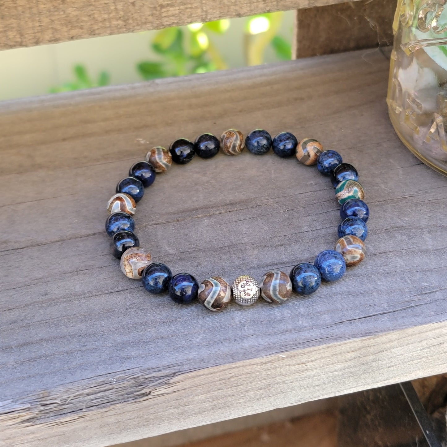 Health Bracelet, Healing Bracelet, Mental Health and Well Being Bracelet, Stress Reliever Bracelet, Dumortierite Bracelet, Tibetan Agate Bracelet
